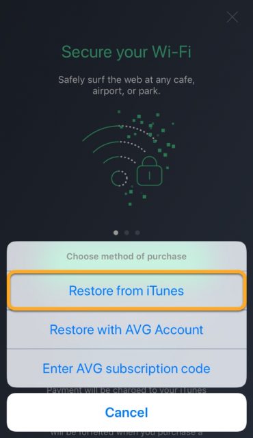 AVG VPN for iOS.