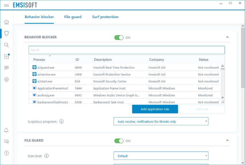 Emsisoft antimalware review, behavior blocker, emsisoft ransomware protection