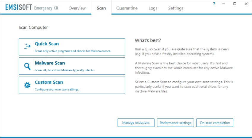 Emsisoft emergency kit scan settings, emsisoft emergency kit review